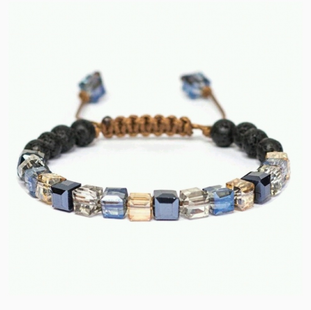 Glass lava pyrite adjustable diffuser bracelet